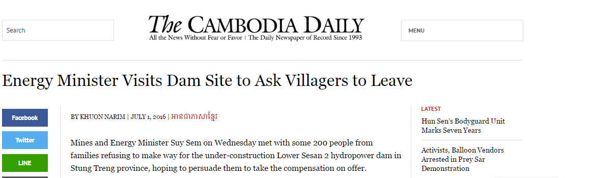 Energy Minister Visits Dam Site to Ask Villagers to Leave