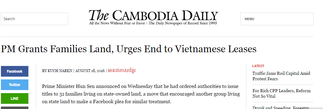 PM Grants Families Land, Urges End to Vietnamese Leases