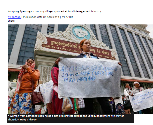 Kampong Speu sugar company villagers protest at Land Management Ministry