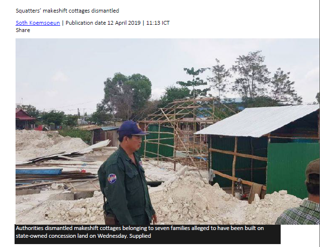 Squatters makeshift cottages dismantled