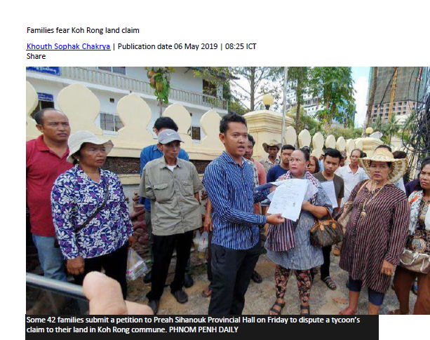 Families fear Koh Rong land claim